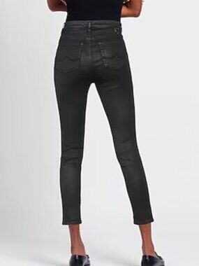 Stretch Skinny Jeans by HTC, distressed black color w/coated finish Detail, NWT